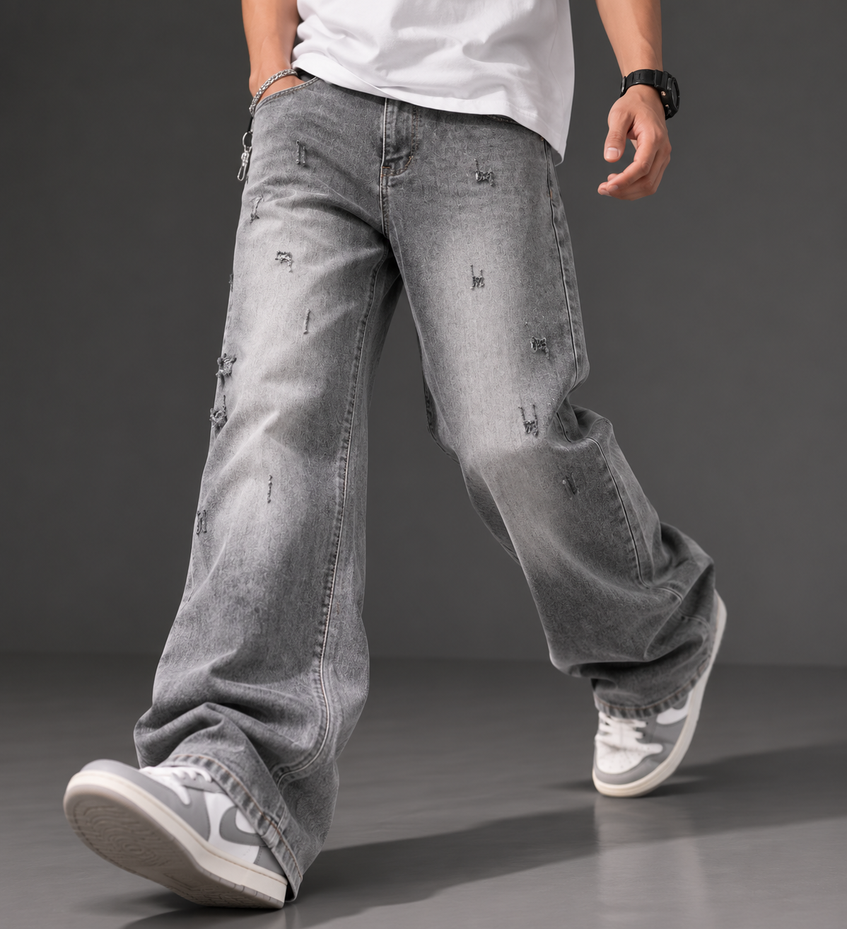 Distressed Faded Wash Ripped Unisex Jeans – Size 30 | Vintage Streetwear Denim Pants