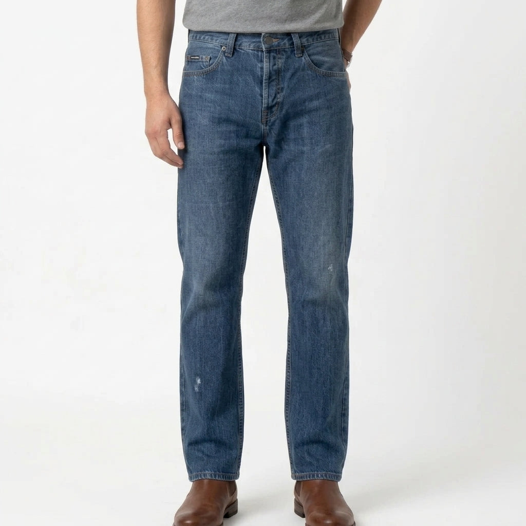 Gothic Pattern Straight Fit Unisex Jeans – Size 34 | Artistic Line Design Denim
