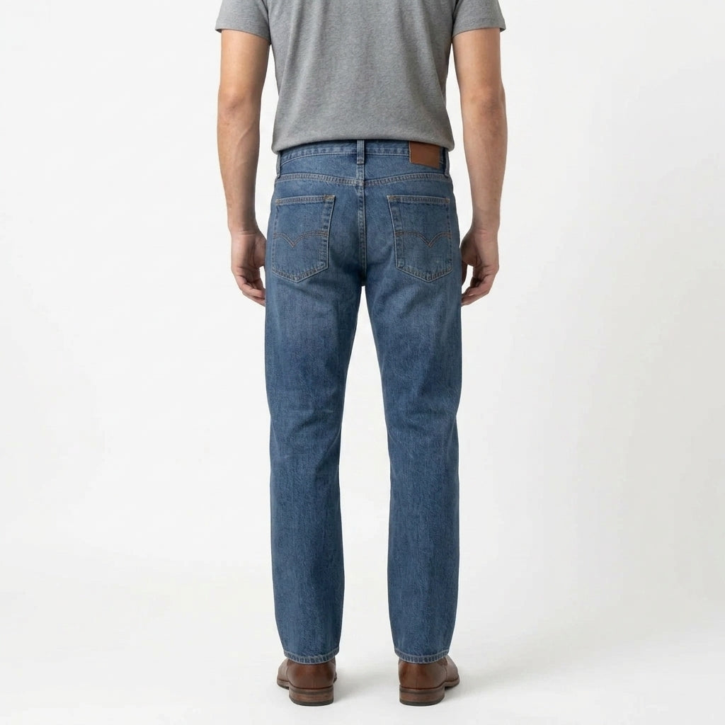 Gothic Pattern Straight Fit Unisex Jeans – Size 34 | Artistic Line Design Denim