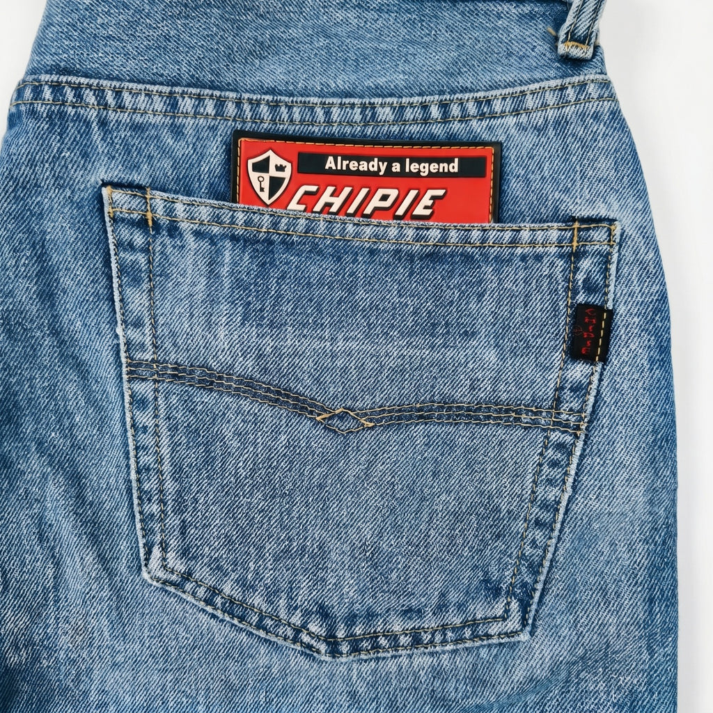 Women's Light Blue Straight Fit Distressed Denim Jeans | Size 28