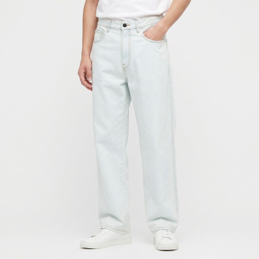 ZickZack Men's Straight Fit Ice Blue Denim Jeans – Premium Relaxed Fit Light Wash Denim for Everyday Streetwear & Casual Wear