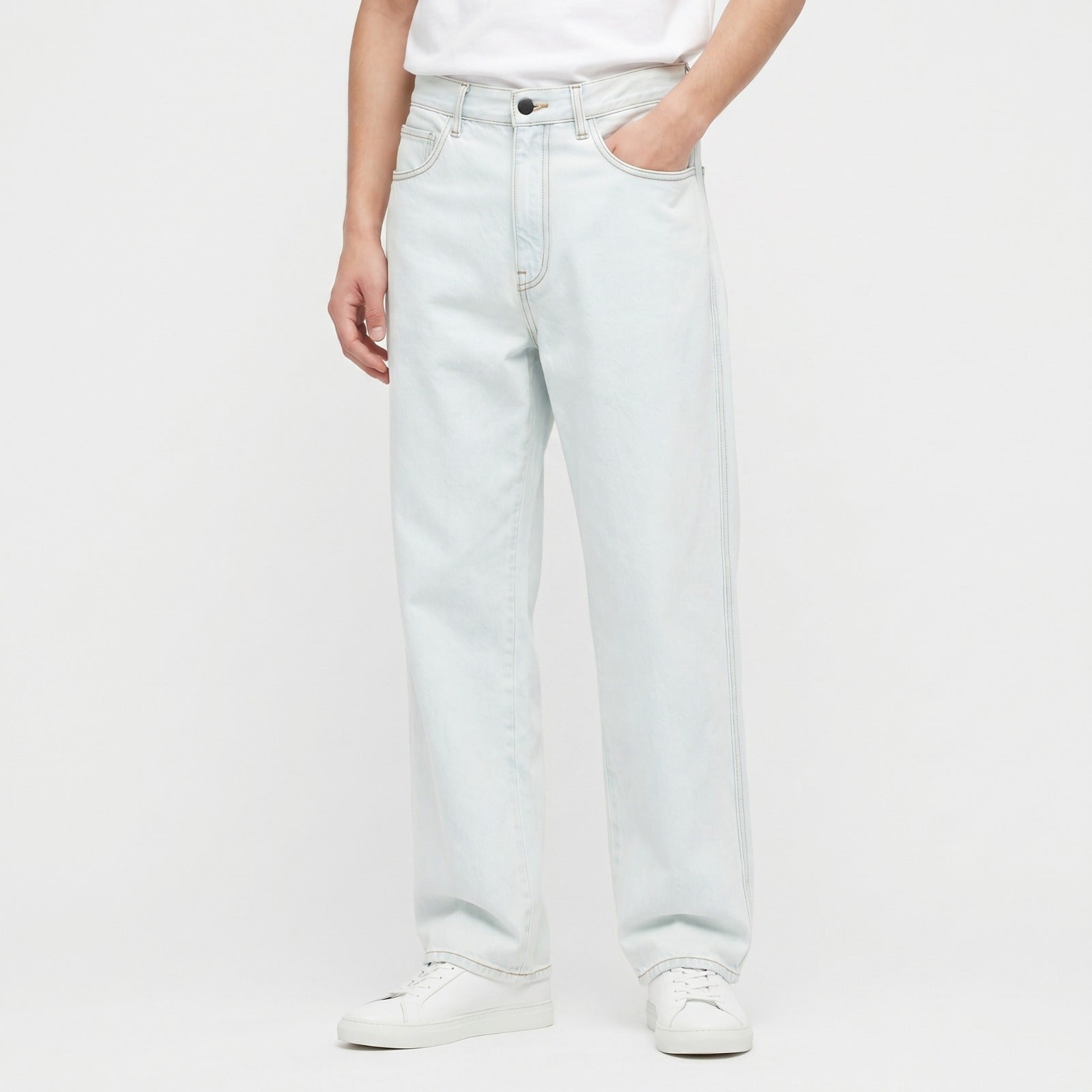 ZickZack Men's Straight Fit Ice Blue Denim Jeans – Premium Relaxed Fit Light Wash Denim for Everyday Streetwear & Casual Wear