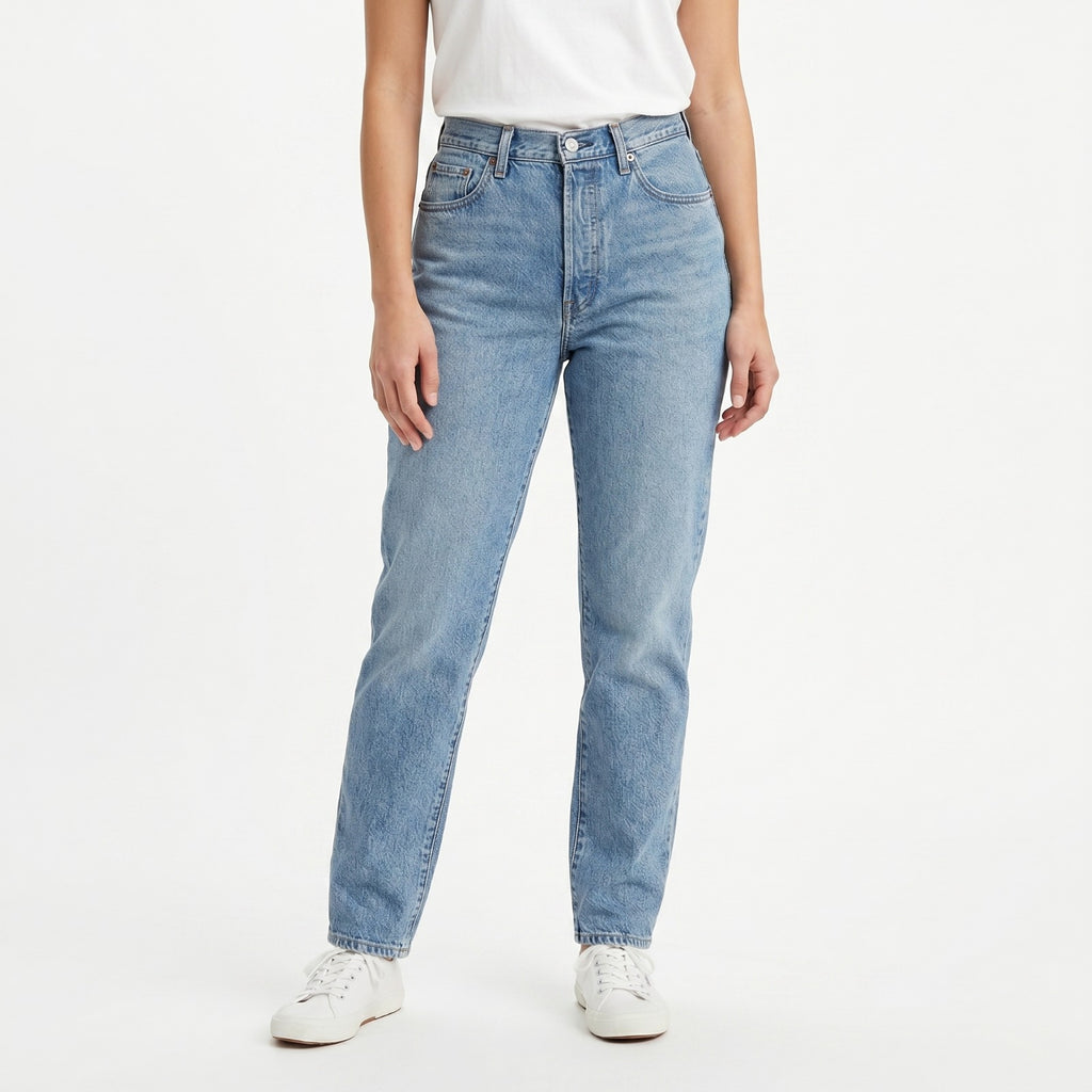 ZickZack Women's Mom Fit Light Blue Denim Jeans – Relaxed Fit Vintage Wash High Rise Jeans for Everyday Casual Wear