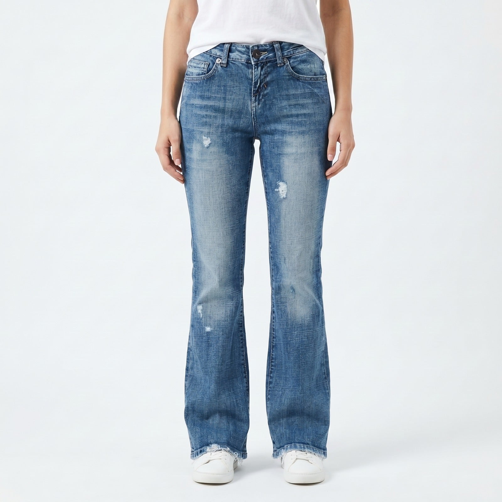 ZickZack Women's Light Blue Torn Denim Jeans | Slim Fit Distressed Jeans | Size 24-26