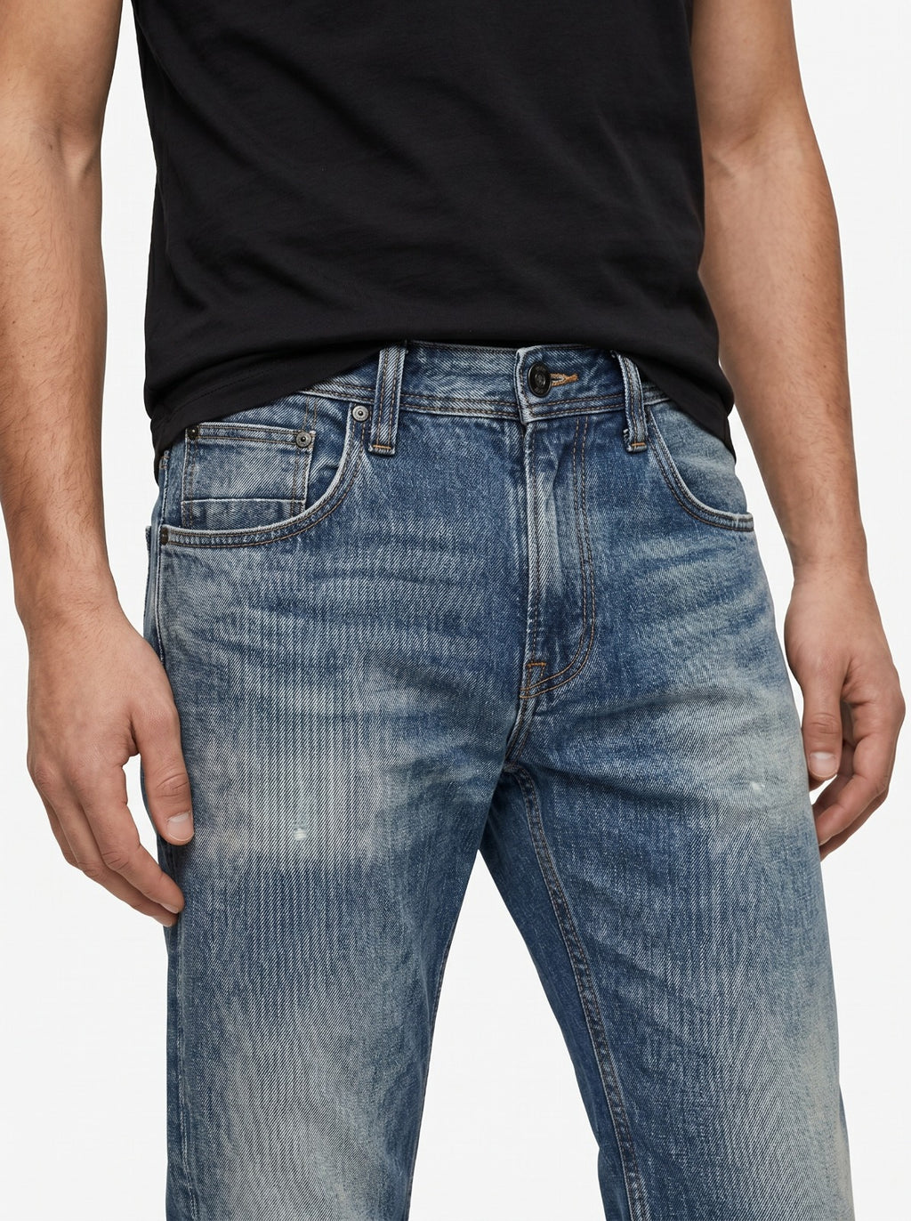 Straight Fit Torn Gothic Pattern Unisex Jeans – Size 28 | Distressed Streetwear Denim