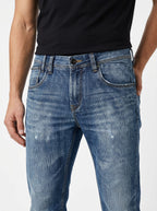 Straight Fit Torn Gothic Pattern Unisex Jeans – Size 28 | Distressed Streetwear Denim
