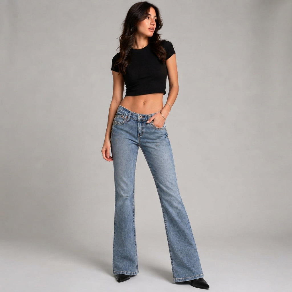 Wide Leg Baggy Fit Girly Jeans – Size 28 | Trendy Y2K Denim Pants